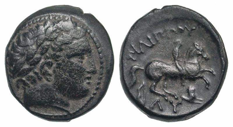 Thracian Kingdom. Lysimachos. As King, 306-281 B.C. AE half unit. Lysimacheia mint, struck 320-315 B.C. 