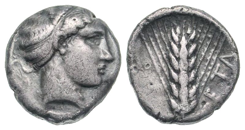 Lucania, Metapontion. Ca. 430-400 B.C. AR nomos. 