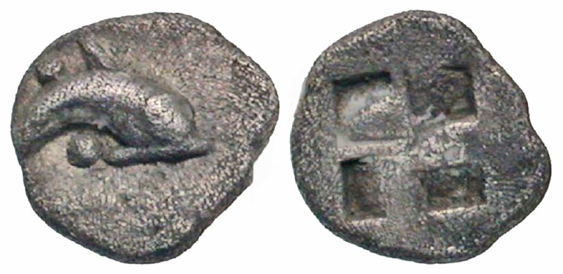 Islands off Thrace, Thasos. Ca. 510-490 B.C. AR hemiobol. 