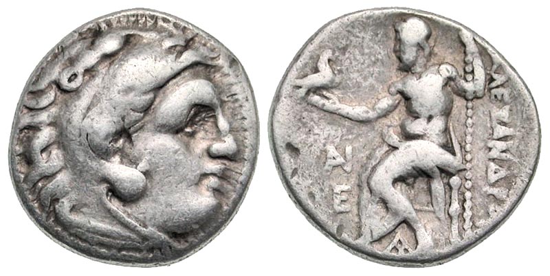 Macedonian Kingdom. Alexander III the Great. 336-323 B.C. AR drachm. Magnesia mint, struck ca. 301-299 B.C. Scarce. 