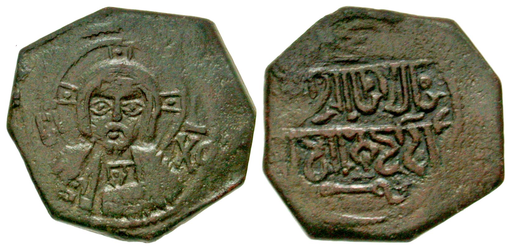 Sicily, Messina. Roger II. 1130-1154. AE 16 follaro. Messina mint, Struck  1138. Very Rare. Perhaps Finest Known. - Agora Auctions, image size:1642x800