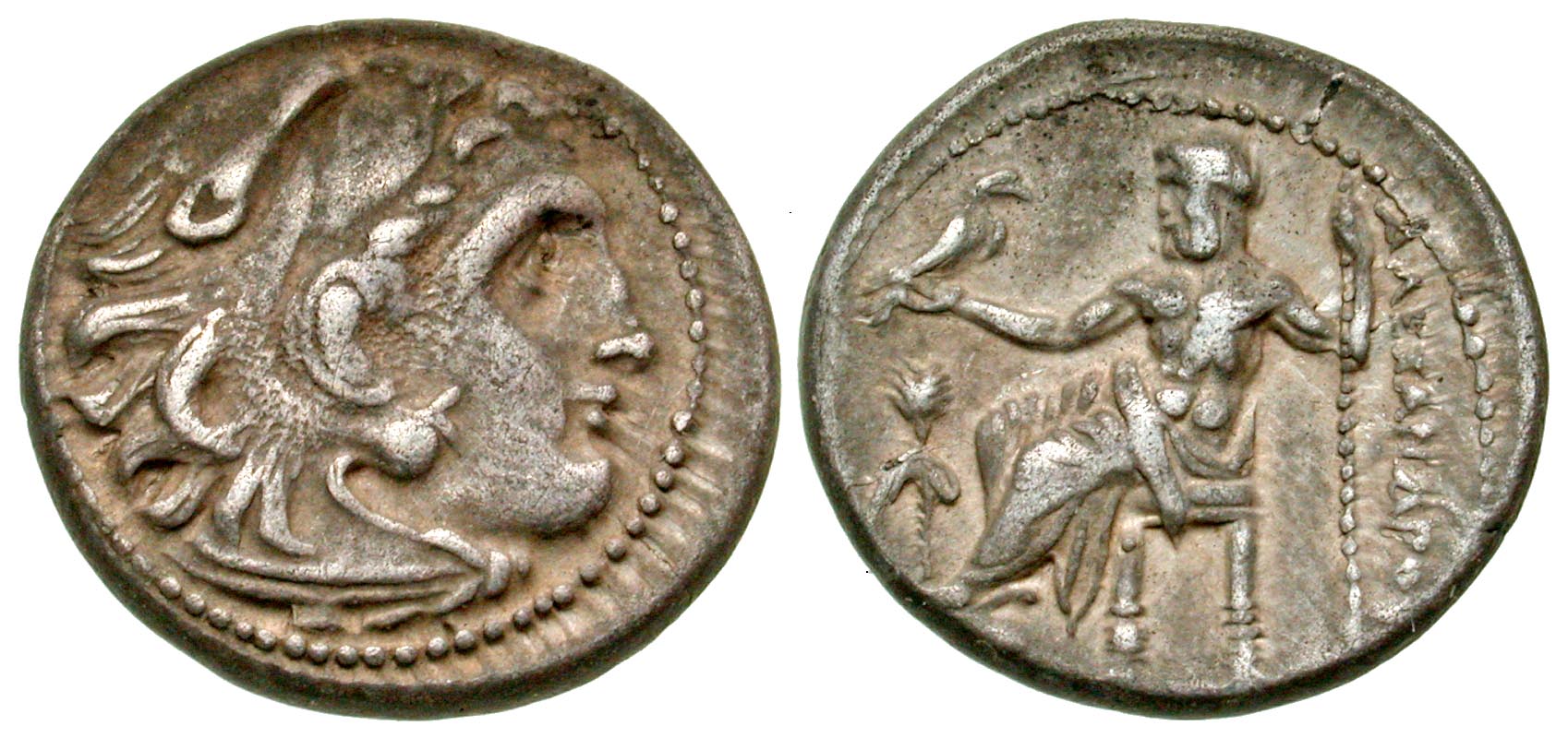 Macedonian Kingdom. Philip III Arrhidaios. 323-317 B.C. AR drachm. in the name of Alexander III, 336-323 B.C.. Magnesia ad Meandrum mint, Struck ca. 323-319 B.C. by authority of Menander or Kleitos. 