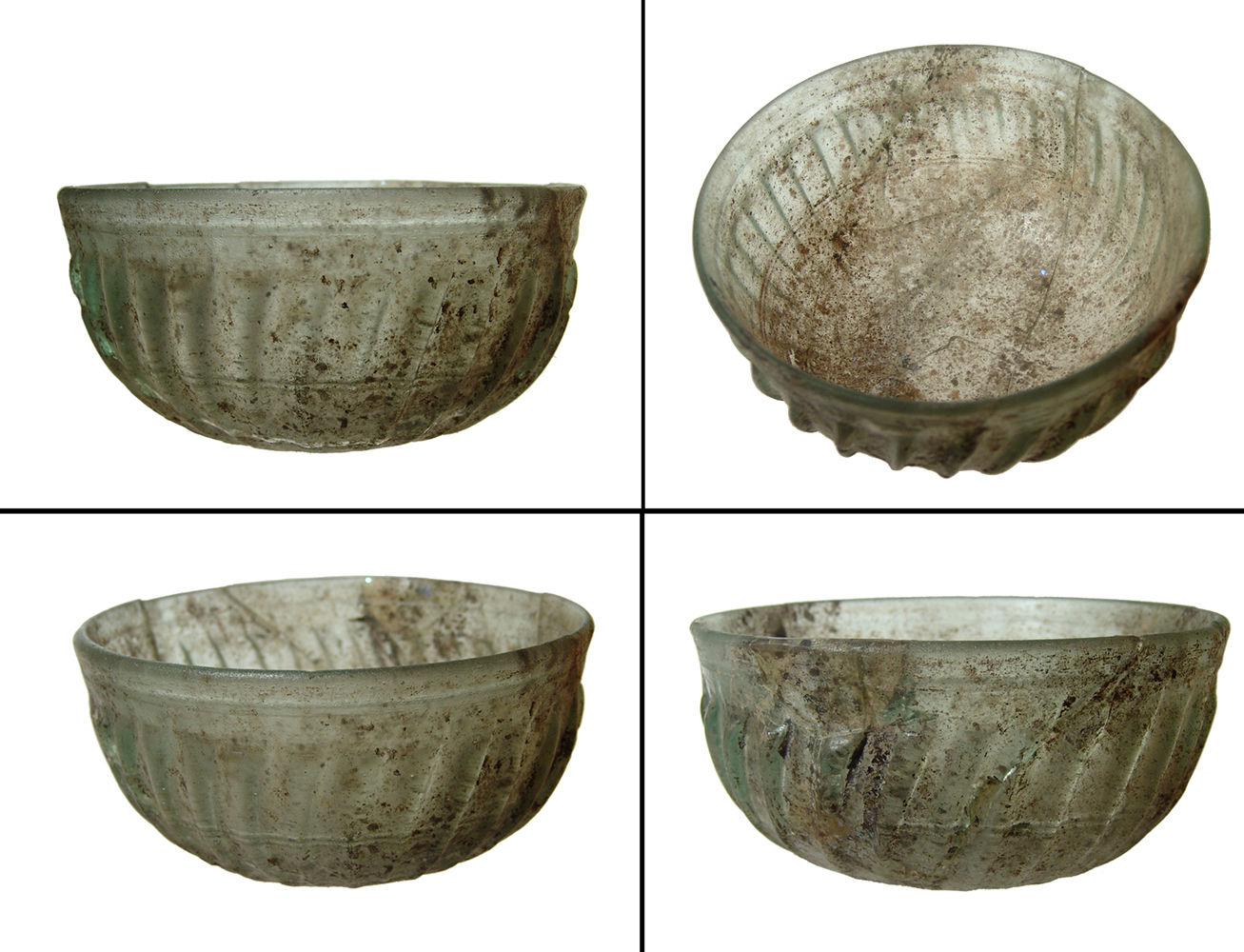 An attractive deep ribbed Roman glass bowl, 1st Century A.D.. Agora Auctions