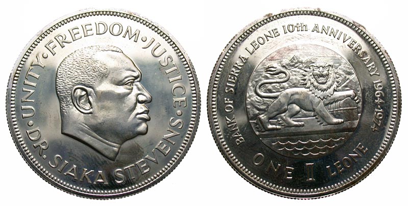 Sierra Leone, Commemorative Issue. Bank Anniversary. CU 1 ...