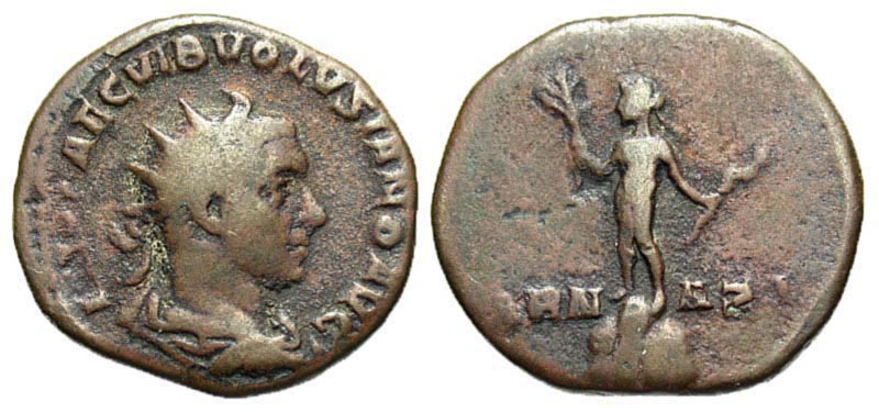 Volusian. A.D. 251-253. Æ Medallion. Rome mint. Ex Wiczay collection, published by Eckhel in 1775 and cited by Cohen. Extremely rare.