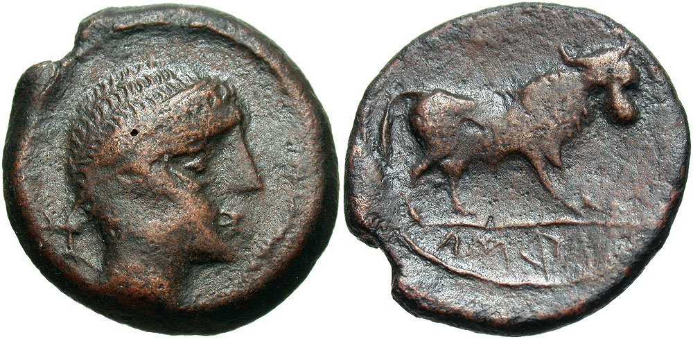 Iberia, Kastilo. Before 214/2 B.C. Æ 1/2 unit. 