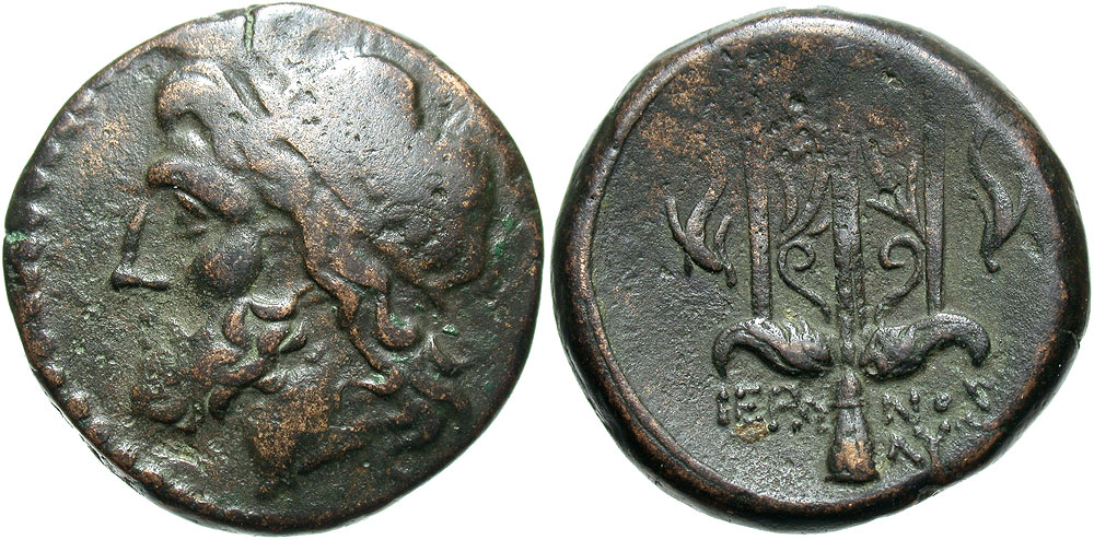 Sicily, Syracuse. Hieron II. 275-215 B.C. Æ litra. 