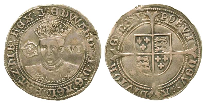 ENGLAND. Edward VI, 1547-1553 AD. AR Sixpence