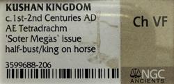 Kushan Empire. Vima Takto (Soter Megas). Ca. A.D. 80-100/5. AE tetradrachm. NGC Certified Choice VF.