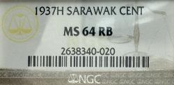 Sarawak. C.V. Brooke, Rajah. 1 cent. 1937H. NGC Certified MS64 RB.