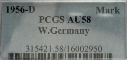 Germany, West Germany. 1956-D. Cu-Ni 1 Mark. PCGS AU-58.